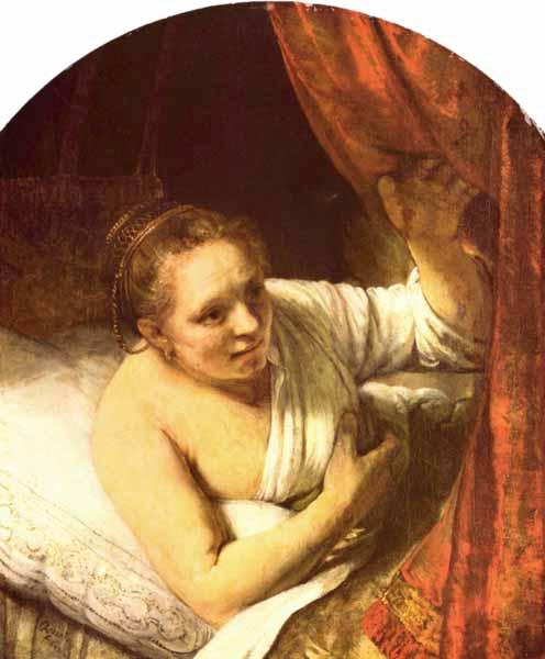 REMBRANDT Harmenszoon van Rijn Junge Frau im Bett oil painting image